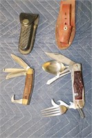 Two Multi Use Pocket Knives with case