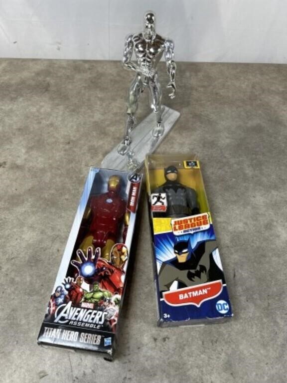 Iron Man, Batman, and Silver surfer action