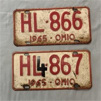 2- 1965 Ohio License Plates
