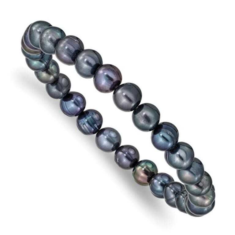 Black Freshwater Cultured Pearl Stretch Bracelet