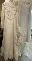 Wedding Dress, Veil, Embroidered Slip, No Size