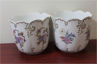 Lot of Two Hollohaza, Hungarian Porcelain Planters