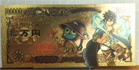 24k gold-plated anime fairy tail Bank note