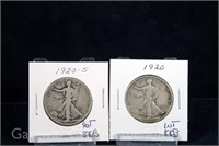 (2) Walking Liberty Half Dollars -