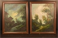 Two Framed Oil on Board - Trees