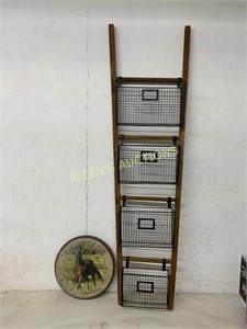 HORSE THERMOMETER AND WOODEN RACK WITH BASKETS