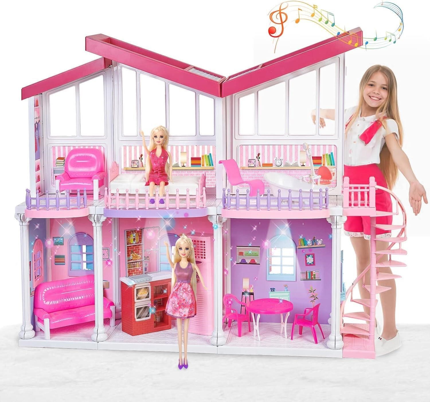 Large Plastic Dream Doll House, Dollhouse 2024 wit