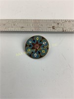 Victorian French champleve enamel button 1-3/8
