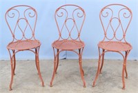 Set of (3) French Hand Wrought Iron Bistro Chairs