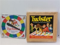 Twister Game with metal spinner and wooden box