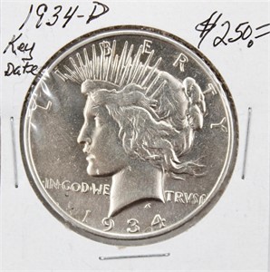1934-D Silver Peace Dollar Coin KEY DATE
