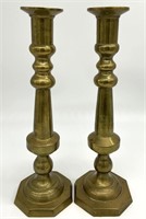 Pair Large Vintage Brass Candlesticks