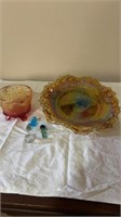 VINTAGE 1960 CARNIVAL GLASS CO AMBER IRIDESCENT