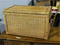 wicker trunk w/ brass accents