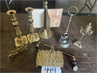 Brass photo holder, candle holders plate holder