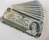 1973 Canadian 1 Dollar Bank Notes