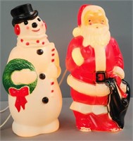 Blow Mold Christmas Santa & Frosty Snowman