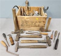 Hand Tools & Wood Box Lot Collection
