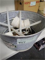Galvanized bucket and contents.