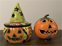 Two Bright Mexican Pottery Talavera Pumpkins