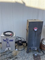 2 Smokers and Turkey Fryer propane base
