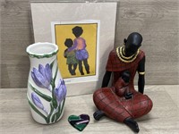 African Statue & Home Decor Lot