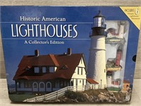 New (6) Light Houses & Book Set