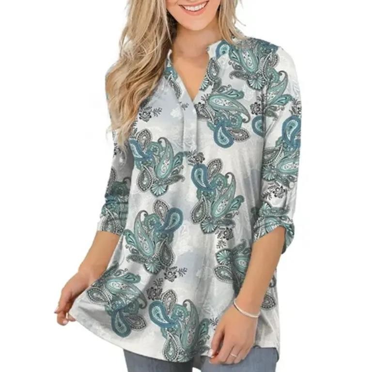 $16  CPOKRTWSO Plus Size 3/4 Sleeve Tunic Blouses