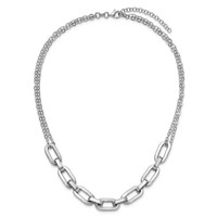 Sterling Silver 2-Strand Fancy Link Necklace