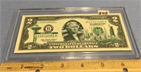 Choice on 2 (302-303): $2.00 bill, in display case