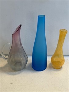3- colorful glass vases