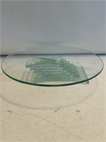 Glass platter Tray Stand  w/ Art Deco Raised Foot