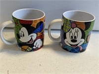 2- Mickey Mouse and Minnie mouse coffee cups -