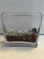 Glass art with glass rocks pebbles- measures