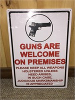 "Guns Are Welcome"... Metal Sign New in Wrapper