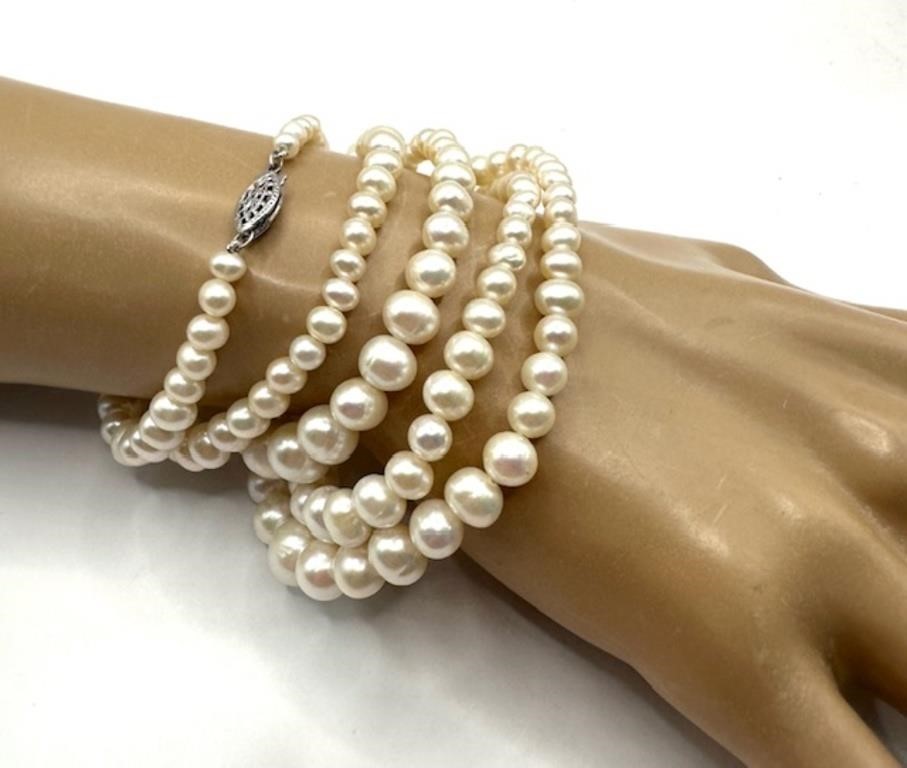 Silver Fresh Water Cultured Pearl Bracelet