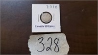 1916 Canada ten cent coin