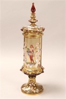 Large 19th Century Moser Glass Jar and Cover,