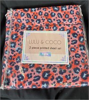 Lulu & Coco 2pc Twin Size Leopard Sheet Set
