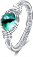 Round .50ct Green Cabochon Evil Eye Wire Ring