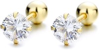 Gold-pl. Round .25ct White Sapphire Earrings