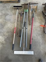 Post hole diggers, square shovel, pick axe,