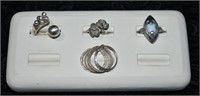 4 pcs .925 Silver Vintage Assorted  Rings