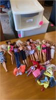 BARBIES, ASSORTED DOLLS, EXTRA CLOTHES, STORAGE