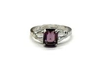 ‘Sterling’ Marked Ring Size 7 with Purple Stone