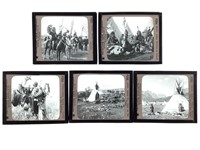 5 Glass Lantern Slides Native American, Sioux +