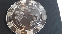 Sharon Glass Roses Pattern Footed Cake Plate