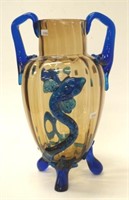Antique Moser salamander decorated glass vase