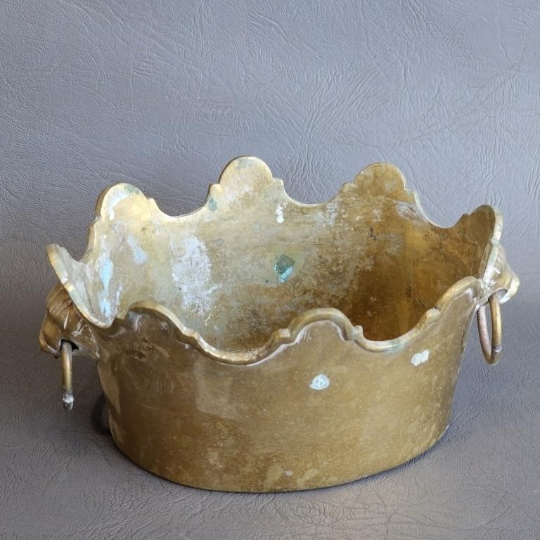 Solid Brass Bowl w/Ring Handles -small