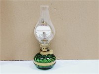 Small Green Vintage Oil Lamp with Mirror Deflector